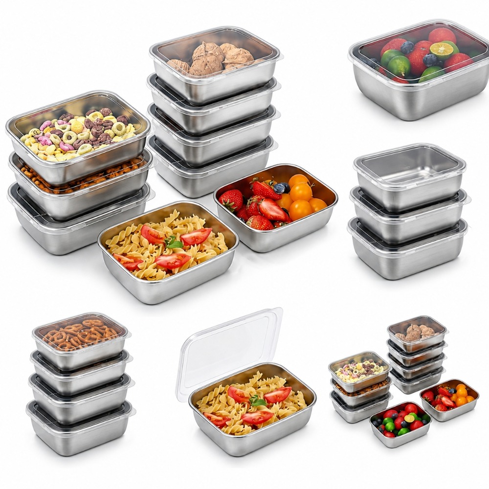 Kitchen Gadgets Organizer - 6 stuks roestvrijstalen voedselbewaarcontainers lekvrij 6